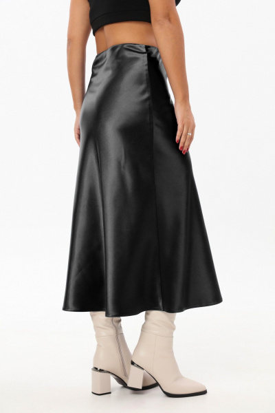 Черная юбка-трапеция из текстиля с высокой талией, длина 86 см Angelina & Сo 1183 - фото 8