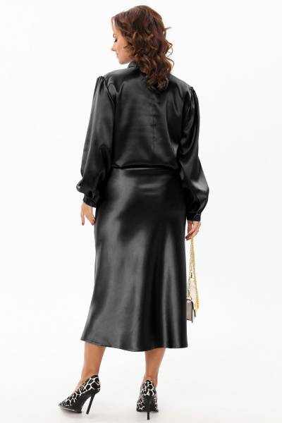 Черная юбка-трапеция из текстиля с высокой талией, длина 86 см Angelina & Сo 1183 - фото 5