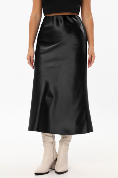 Черная юбка-трапеция из текстиля с высокой талией, длина 86 см Angelina & Сo 1183 - фото 2