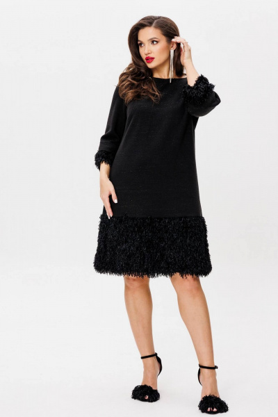 Свободное платье А-силуэта из трикотажа с перьевым декором INVITE 4085 - фото 6