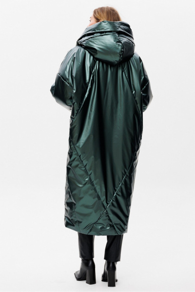 Зеленое зимнее свободное пальто на утеплителе ISOSOFT, oversize PRATA wear S023 зеленый - фото 8