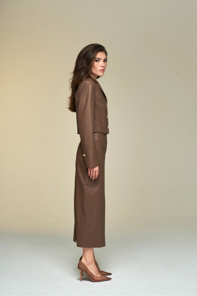 Юбка-карандаш из экокожи с застежкой на пуговицы DEVITA 2007-1 коричневый - фото 9