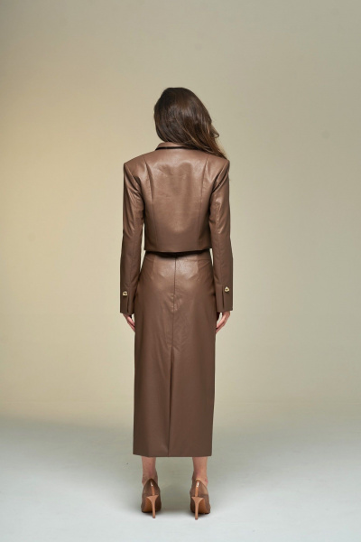 Юбка-карандаш из экокожи с застежкой на пуговицы DEVITA 2007-1 коричневый - фото 6