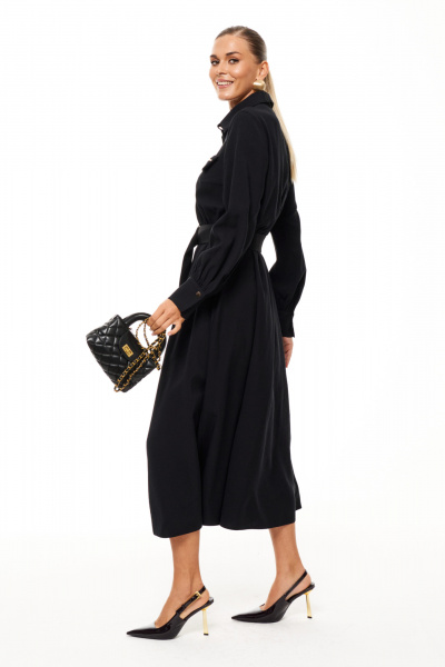 Платье-рубашка для офиса и торжественных случаев Панда 208180w черный - фото 4