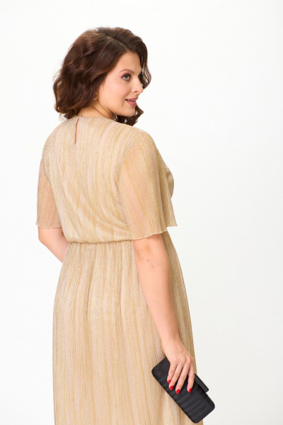 Платье круглый год из трикотажа и фатина с фигурной кокеткой ANASTASIA MAK 1225 золотой - фото 10