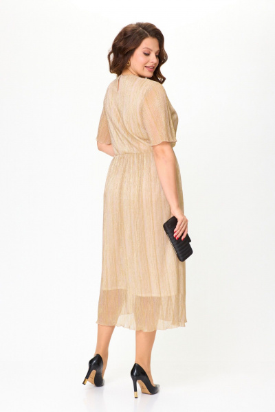 Платье круглый год из трикотажа и фатина с фигурной кокеткой ANASTASIA MAK 1225 золотой - фото 4