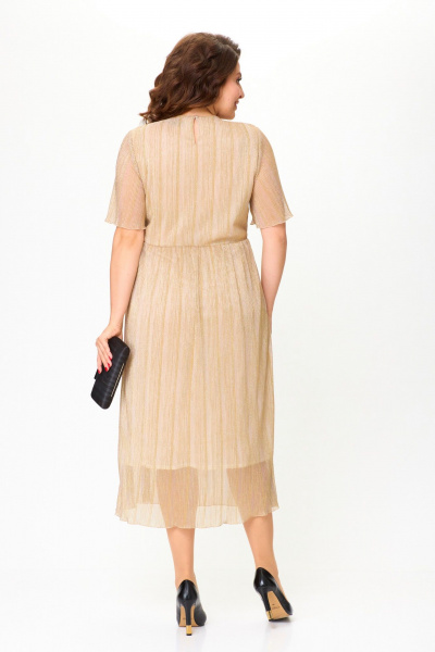 Платье круглый год из трикотажа и фатина с фигурной кокеткой ANASTASIA MAK 1225 золотой - фото 3