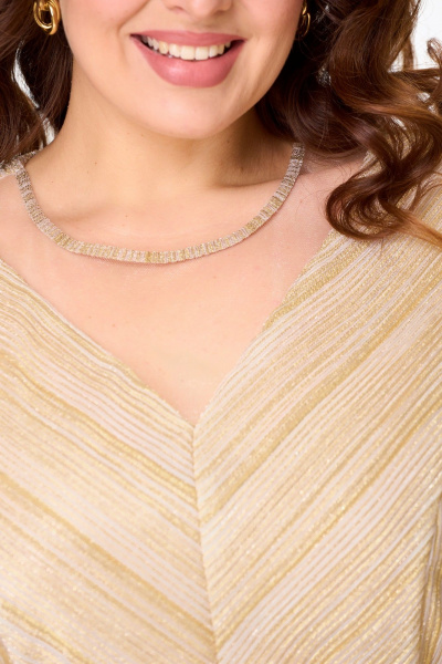 Платье круглый год из трикотажа и фатина с фигурной кокеткой ANASTASIA MAK 1225 золотой - фото 11