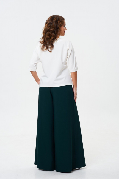 Круглогодичный комплект блузы и широких брюк T&N 7588 белый_теплый+зеленый - фото 4