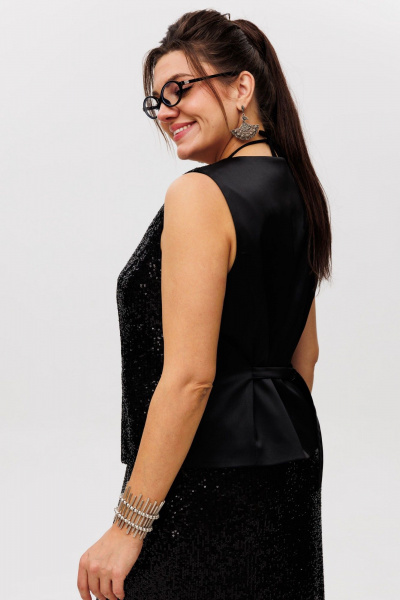 Пайеточная миди-юбка с разрезом и мягким поясом Anelli 1500 лунная_ночь - фото 9