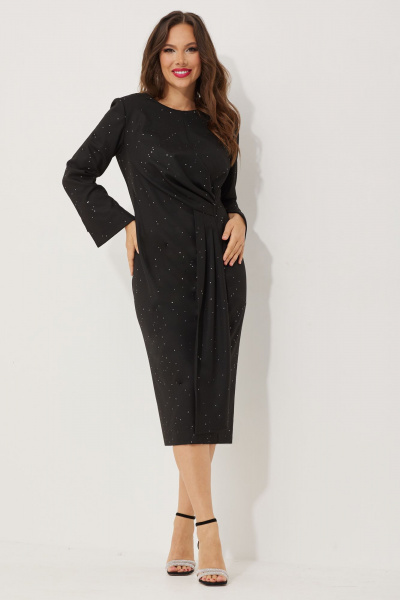Элегантное платье с драпировкой и мерцающими пайетками Магия моды 2502 черный - фото 4