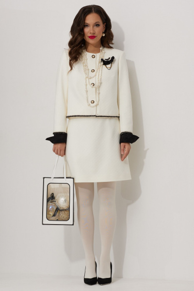 Костюм жакет и юбка в стиле Chanel из фактурного трикотажа Магия моды 2525 белый - фото 11