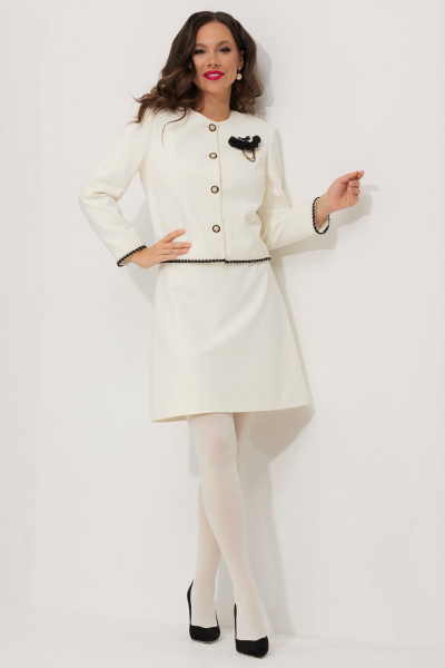Костюм жакет и юбка в стиле Chanel из фактурного трикотажа Магия моды 2525 белый - фото 5