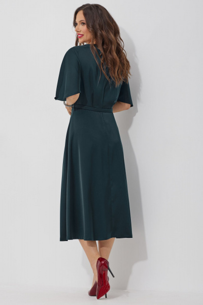 Платье А-силуэта с драпировками и подкладкой из шелковистой ткани Магия моды 2513 изумруд - фото 2