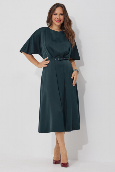 Платье А-силуэта с драпировками и подкладкой из шелковистой ткани Магия моды 2513 изумруд - фото 3