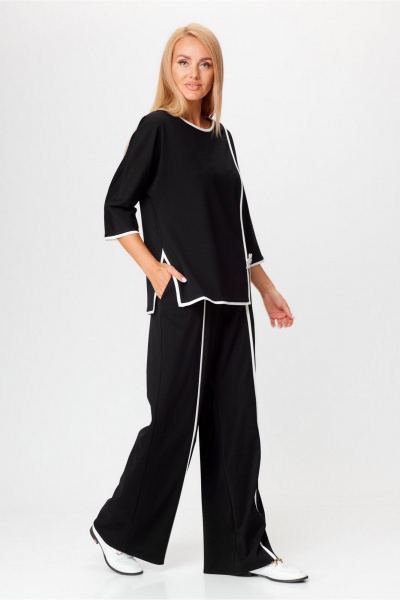 Блуза и брюки палаццо из трикотажа на каждый день Gamma Gracia 772 черный - фото 2
