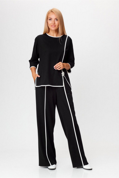 Блуза и брюки палаццо из трикотажа на каждый день Gamma Gracia 772 черный - фото 1
