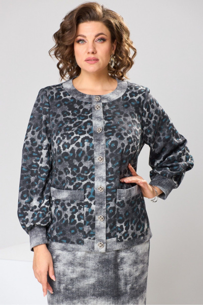 Костюм юбка и жакет прямого силуэта на демисезон Romanovich Style 2-2606 серый - фото 13