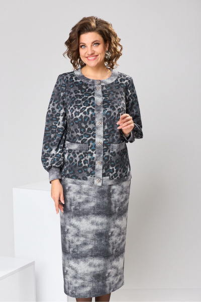 Костюм юбка и жакет прямого силуэта на демисезон Romanovich Style 2-2606 серый - фото 12