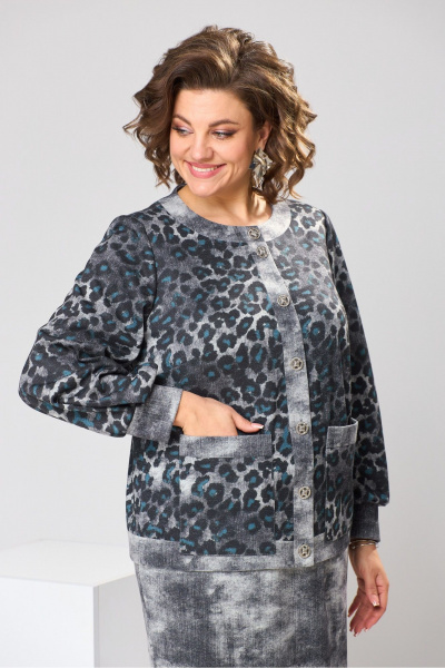 Костюм юбка и жакет прямого силуэта на демисезон Romanovich Style 2-2606 серый - фото 11