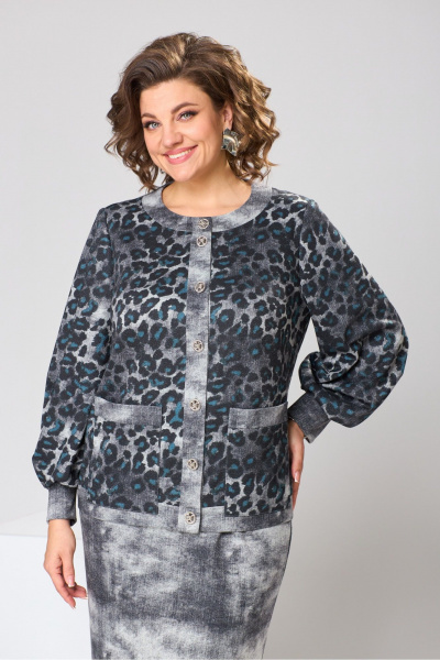 Костюм юбка и жакет прямого силуэта на демисезон Romanovich Style 2-2606 серый - фото 9