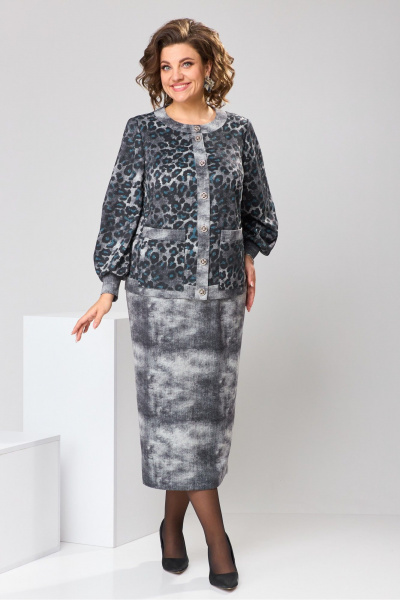 Костюм юбка и жакет прямого силуэта на демисезон Romanovich Style 2-2606 серый - фото 8