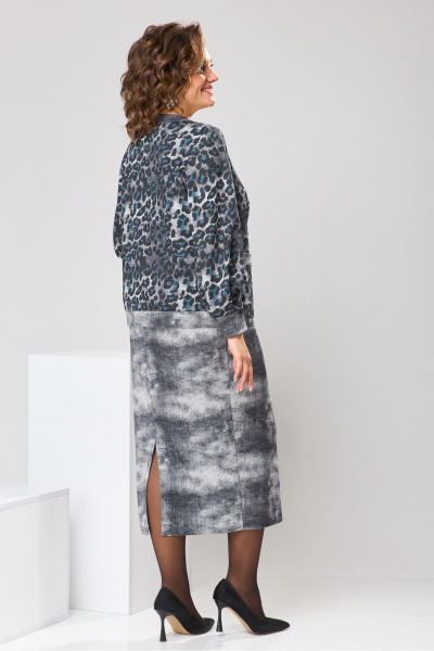 Костюм юбка и жакет прямого силуэта на демисезон Romanovich Style 2-2606 серый - фото 5