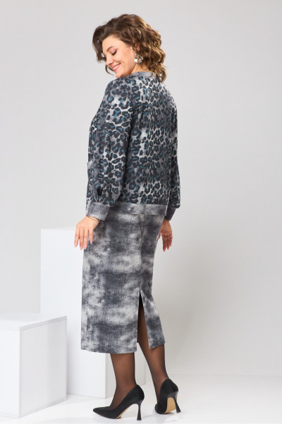 Костюм юбка и жакет прямого силуэта на демисезон Romanovich Style 2-2606 серый - фото 4