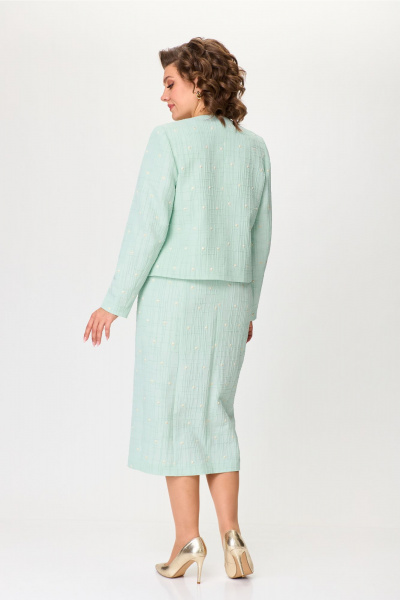 Комплект платье и жакет из жаккарда с разрезом Bonna Image 953/1 мятный - фото 3