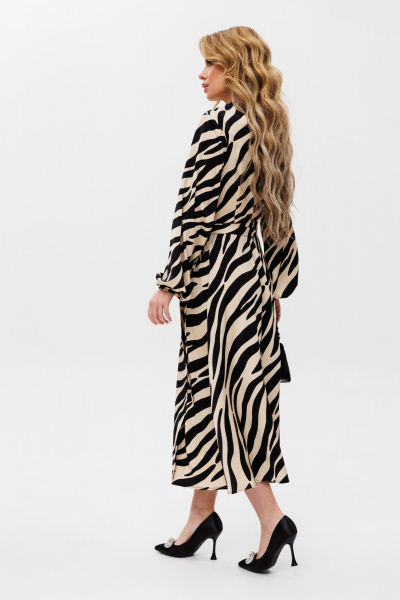 Платье на запах с поясом и карманами Ambera Style 1076-1 зебра - фото 7