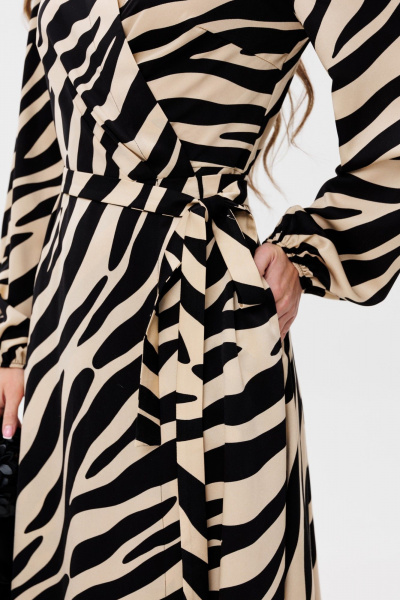 Платье на запах с поясом и карманами Ambera Style 1076-1 зебра - фото 6