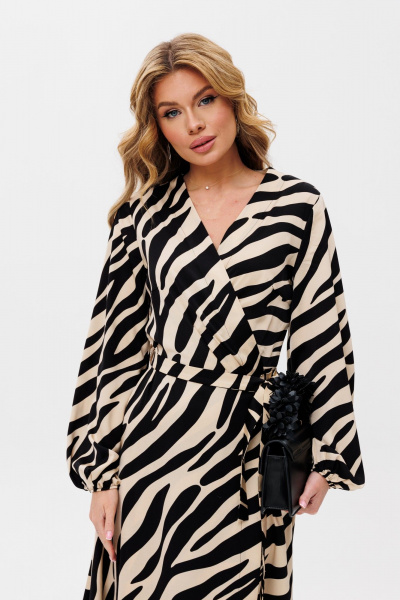 Платье на запах с поясом и карманами Ambera Style 1076-1 зебра - фото 3