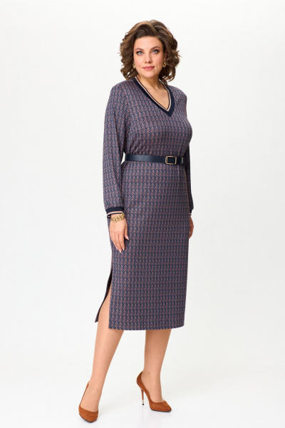 Платье прямое демисезонное из трикотажа с ремнем Bonna Image 955/1 синий - фото 9