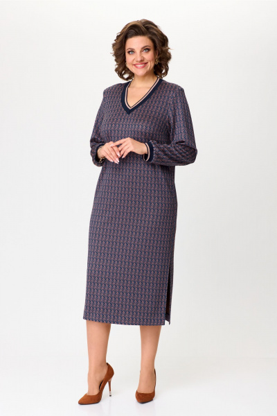 Платье прямое демисезонное из трикотажа с ремнем Bonna Image 955/1 синий - фото 6