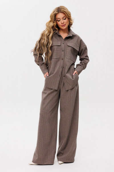 Двухпредметный костюм рубашка и брюки на каждый день Ambera Style 2099 светло-коричневый - фото 6