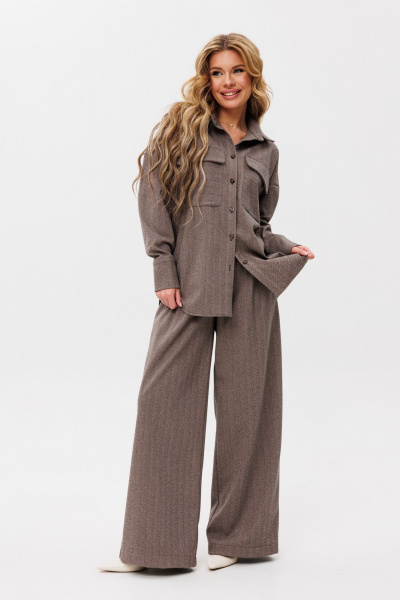 Двухпредметный костюм рубашка и брюки на каждый день Ambera Style 2099 светло-коричневый - фото 2