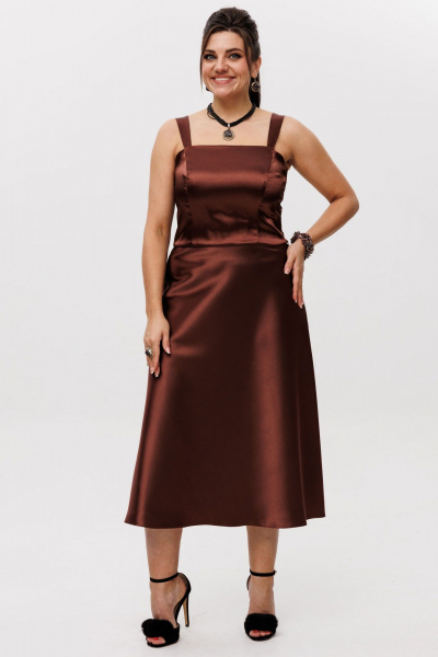 Атласный топ с бретелями для особых образов Anelli 1429 мадэйра - фото 6