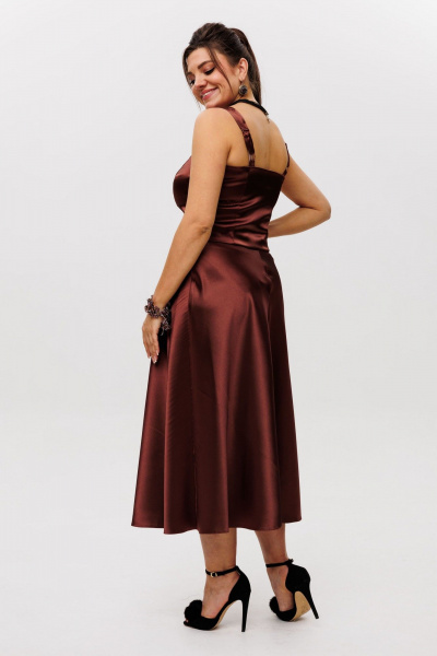 Атласный топ с бретелями для особых образов Anelli 1429 мадэйра - фото 4