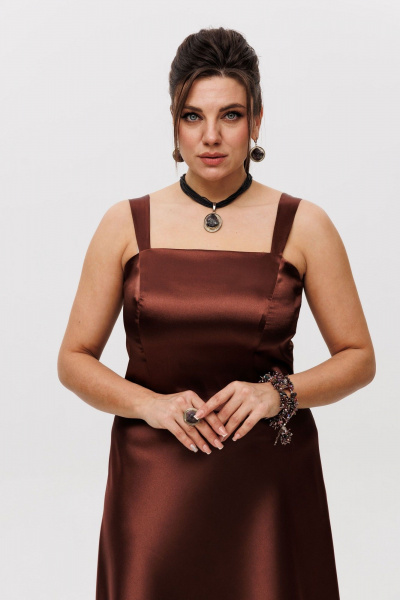 Атласный топ с бретелями для особых образов Anelli 1429 мадэйра - фото 3