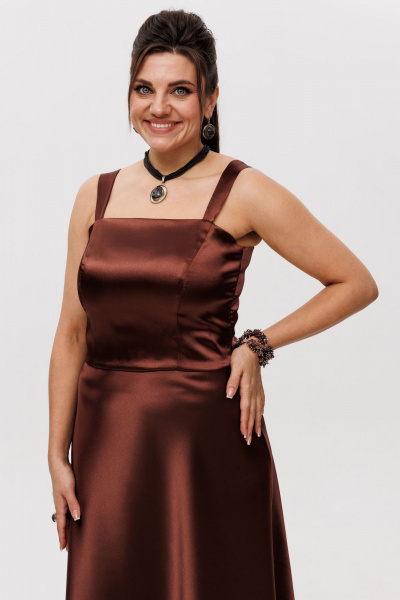 Атласный топ с бретелями для особых образов Anelli 1429 мадэйра - фото 1
