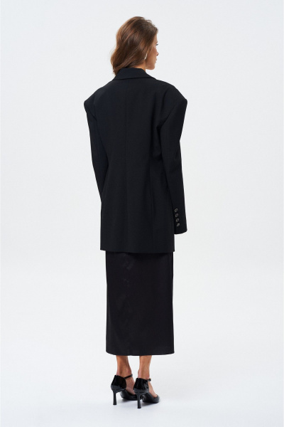 Черный приталенный жакет с эффектными плечами и карманами SHAM SHAM 1019 чёрный - фото 6