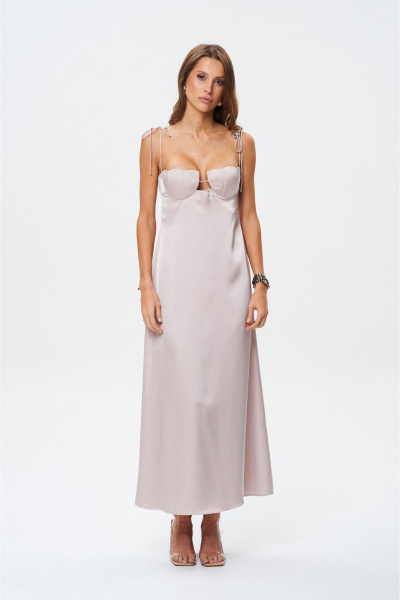Романтичное платье в жемчужном оттенке с лифом из ракушки SHAM SHAM 1022 холодный жемчужный - фото 1