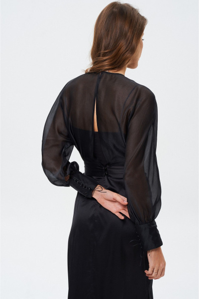 Элегантное платье из струящейся ткани с разрезом и блузкой SHAM SHAM 1026 чёрный - фото 6