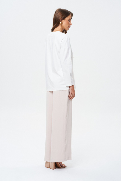Бежевые свободные брюки с защипами, комфорт и универсальность SHAM SHAM 1031 пудра - фото 6