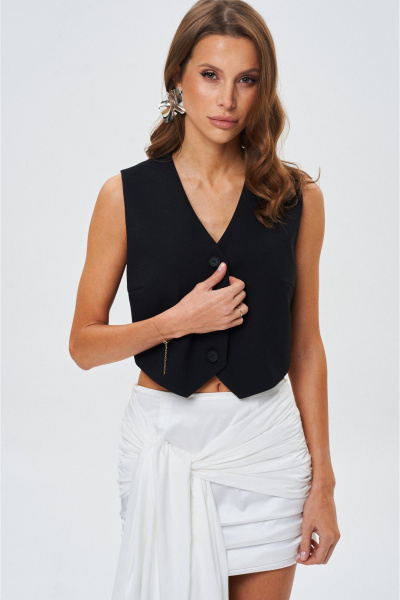 Черная атласная юбка-макси с трапециевым силуэтом и вытягивающим эффектом SHAM SHAM 1032 чёрный - фото 3