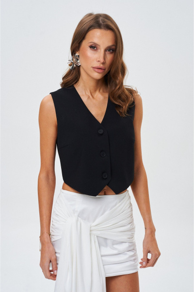 Черная атласная юбка-макси с трапециевым силуэтом и вытягивающим эффектом SHAM SHAM 1032 чёрный - фото 1