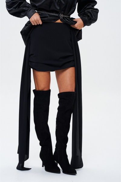 Юбка мини трансформер из текстиля с застежкой SHAM SHAM 1033 чёрный - фото 2