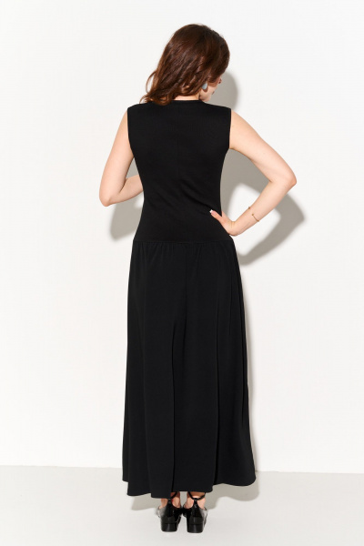 Демисезонное платье миди из трикотажа и ткани для повседневных образов FOXY FOX 1695 черный - фото 2