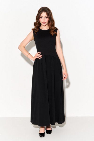 Демисезонное платье миди из трикотажа и ткани для повседневных образов FOXY FOX 1695 черный - фото 8