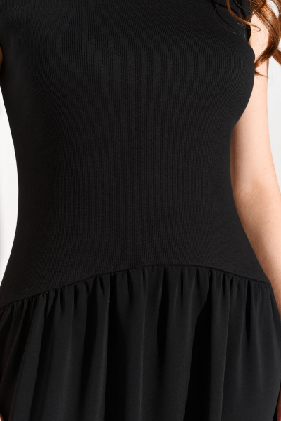 Демисезонное платье миди из трикотажа и ткани для повседневных образов FOXY FOX 1695 черный - фото 7